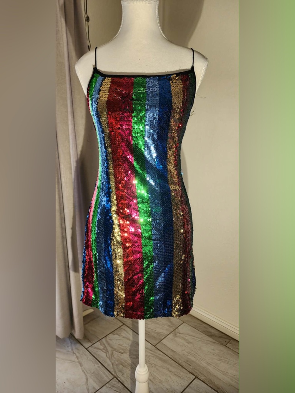 Forever 21 Multicolor Sequin Striped Mini Dress